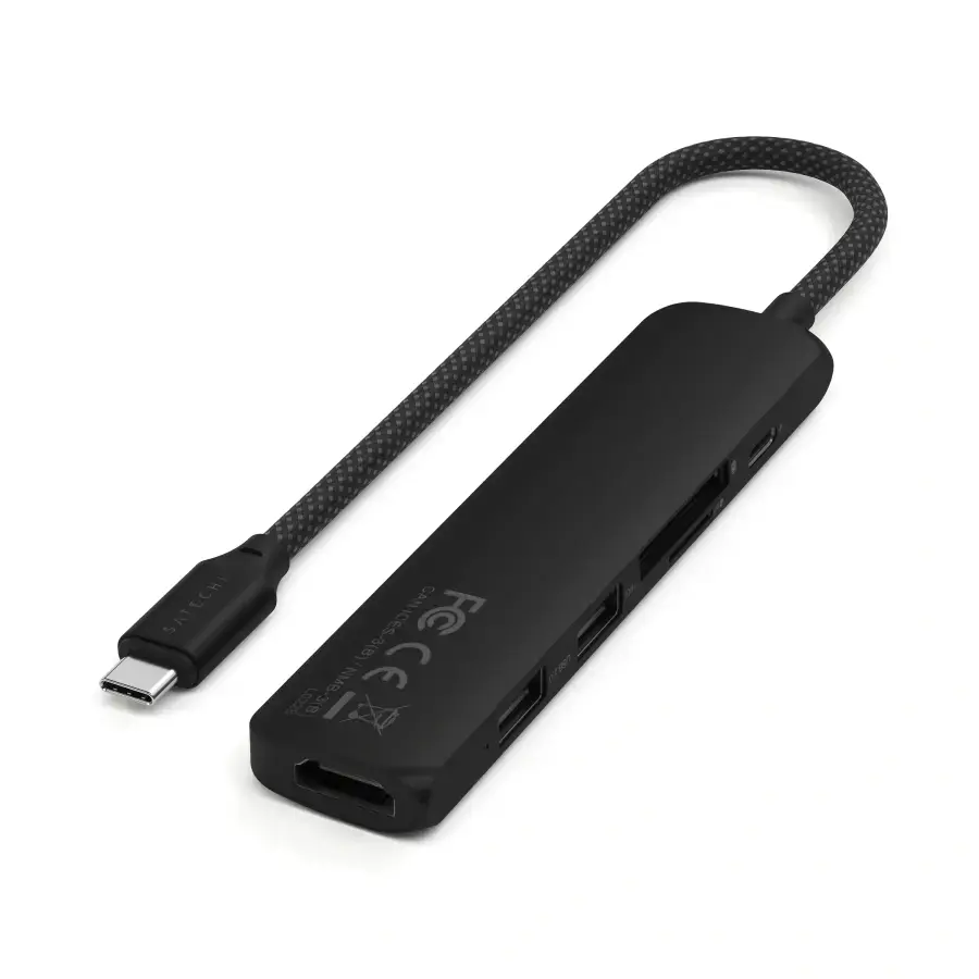 Багатопортовий адаптер Satechi 6-in-1 USB-C Slim Multiport Adapter - Black (ST-P6SK)
