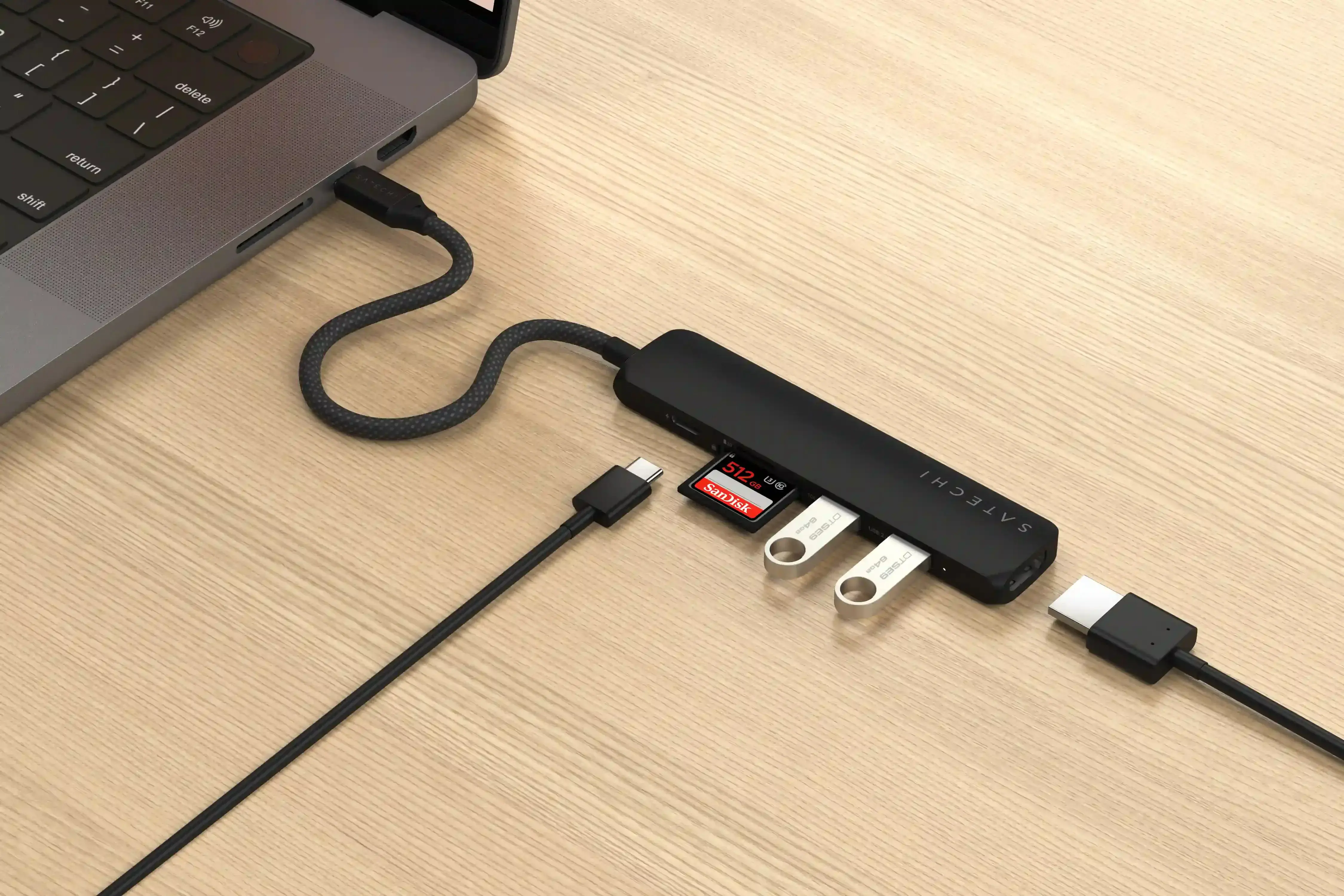 Багатопортовий адаптер Satechi 6-in-1 USB-C Slim Multiport Adapter - Black (ST-P6SK)