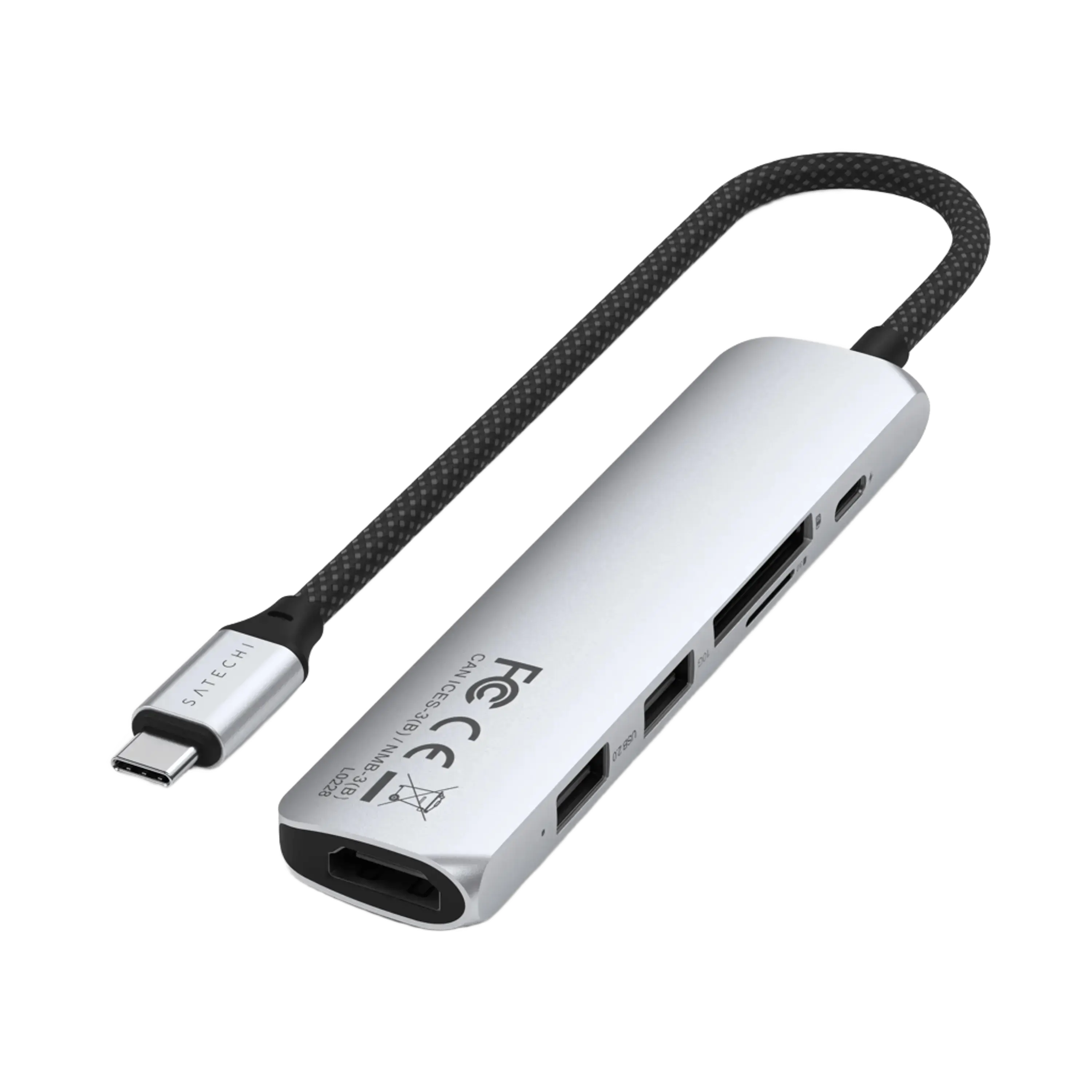 Многопортовый адаптер Satechi 6-in-1 USB-C Slim Multiport Adapter - Silver (ST-P6SS)