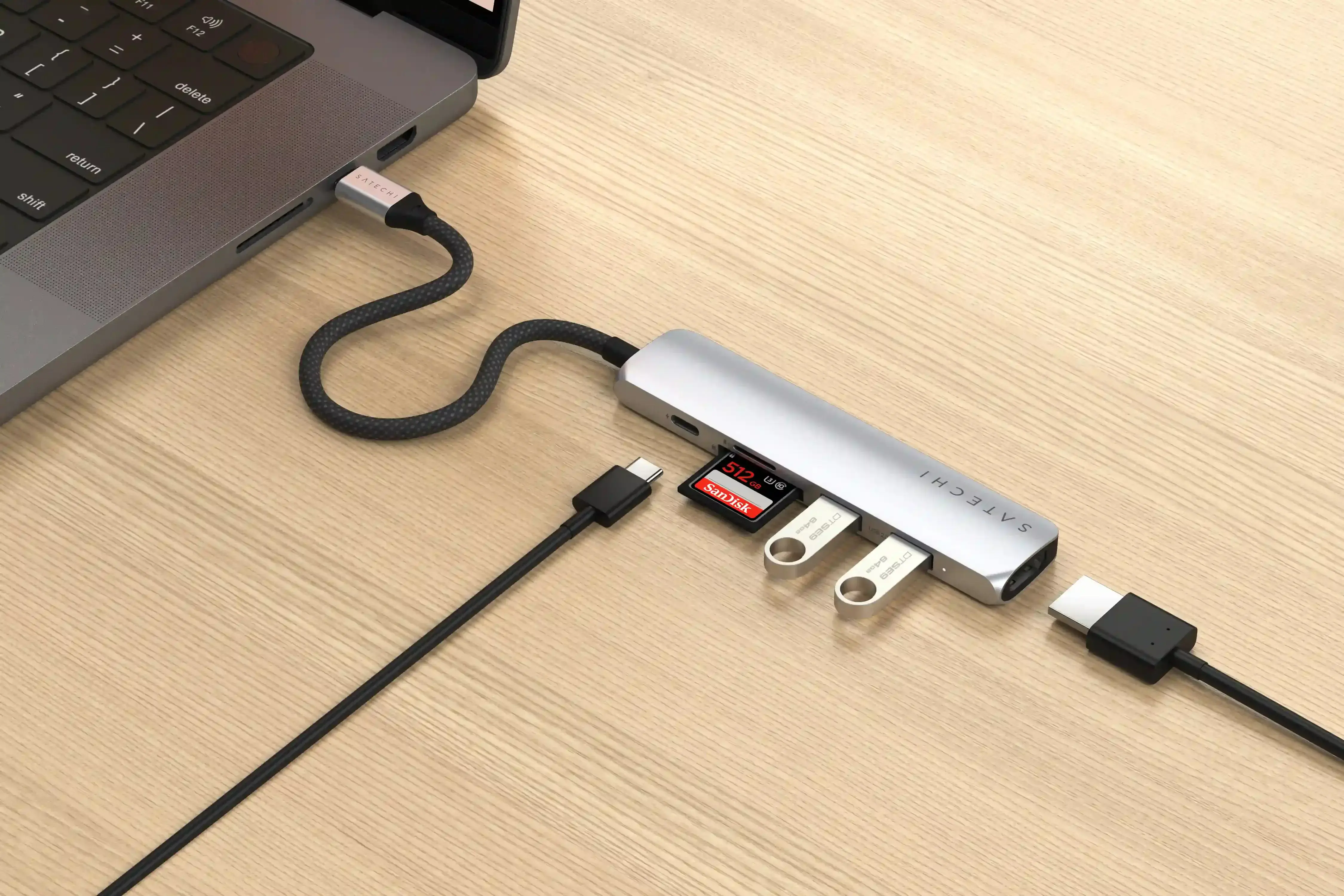 Многопортовый адаптер Satechi 6-in-1 USB-C Slim Multiport Adapter - Silver (ST-P6SS)