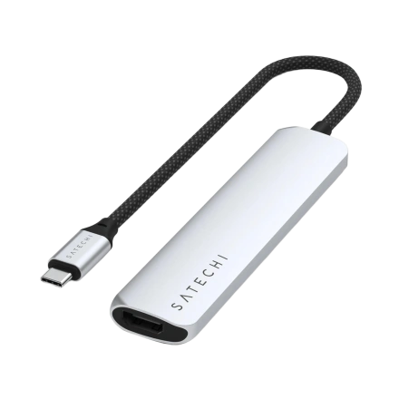 Многопортовый адаптер Satechi 6-in-1 USB-C Slim Multiport Adapter - Silver (ST-P6SS)