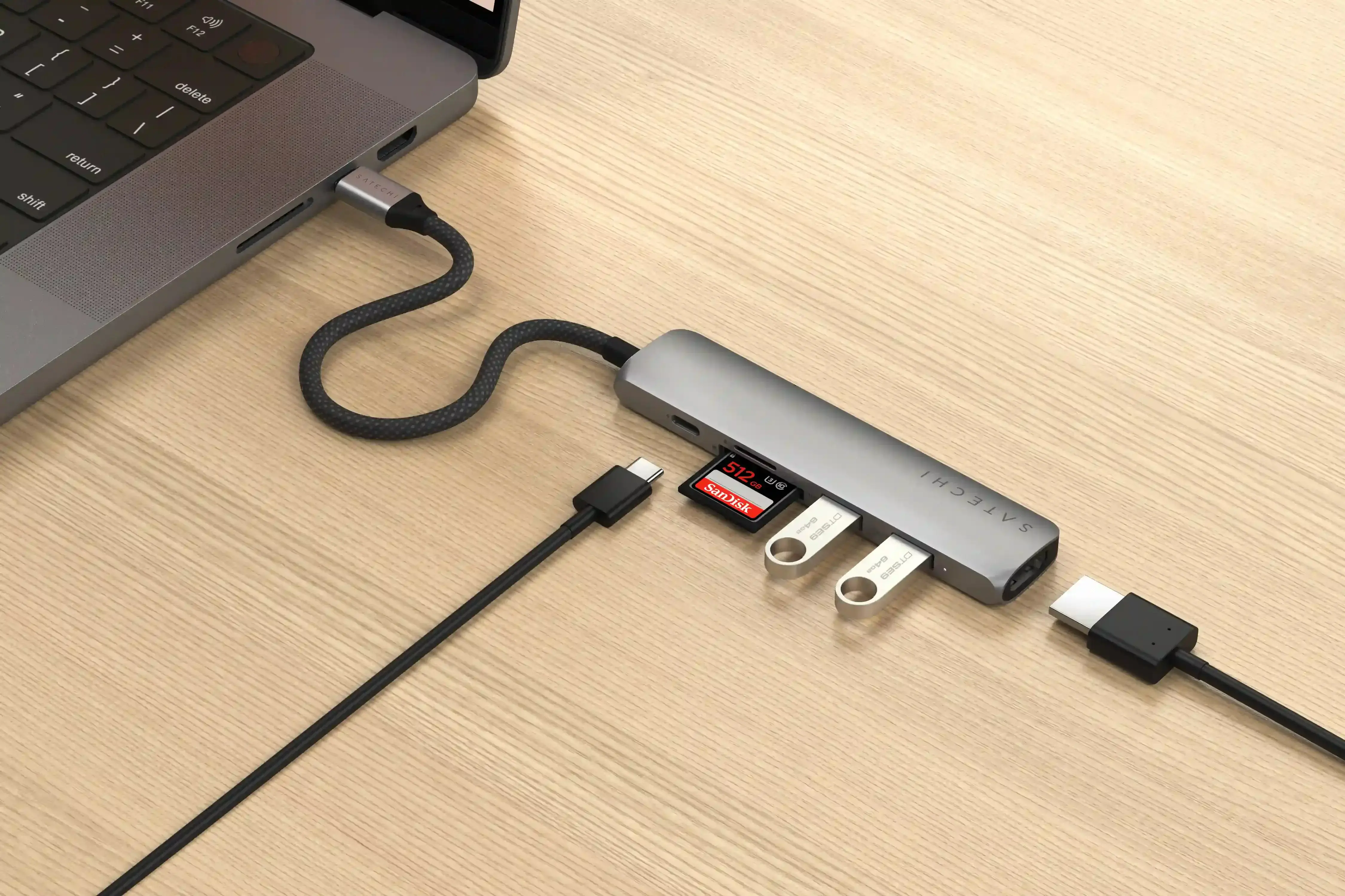 Багатопортовий адаптер Satechi 6-in-1 USB-C Slim Multiport Adapter - Space Grey (ST-P6SM)