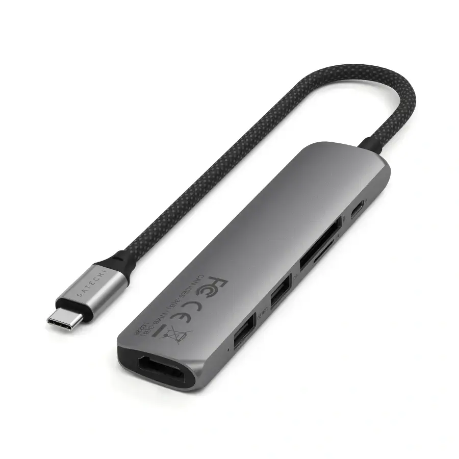 Многопортовый адаптер Satechi 6-in-1 USB-C Slim Multiport Adapter - Space Grey (ST-P6SM)