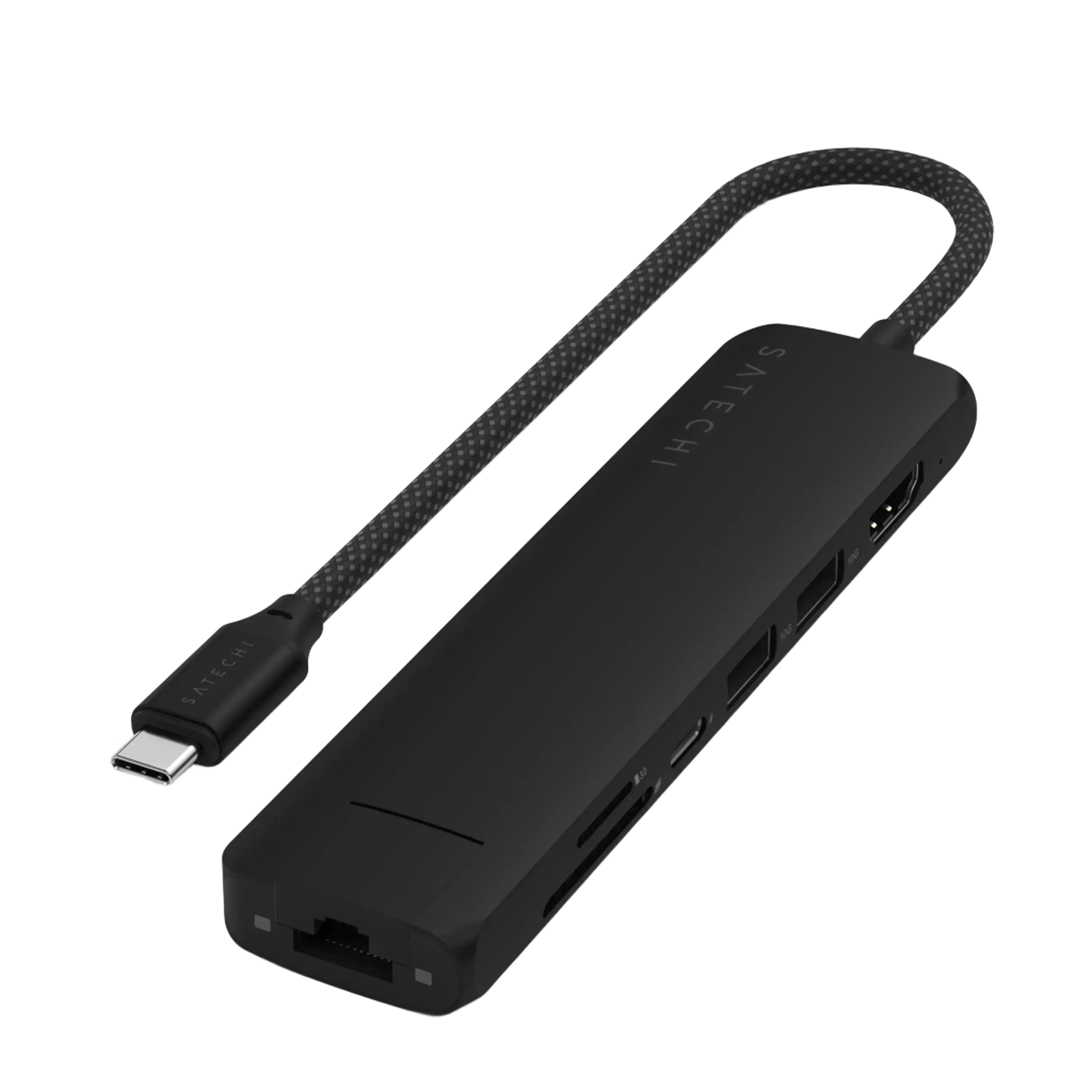 Многопортовый адаптер Satechi 7-in-1 USB-C Slim Multiport Adapter with Ethernet - Black (ST-P7SK)