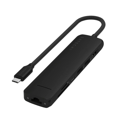 Многопортовый адаптер Satechi 7-in-1 USB-C Slim Multiport Adapter with Ethernet - Black (ST-P7SK)