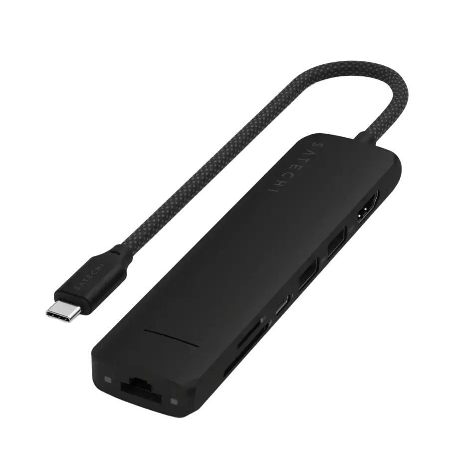 Многопортовый адаптер Satechi 7-in-1 USB-C Slim Multiport Adapter with Ethernet - Black (ST-P7SK)