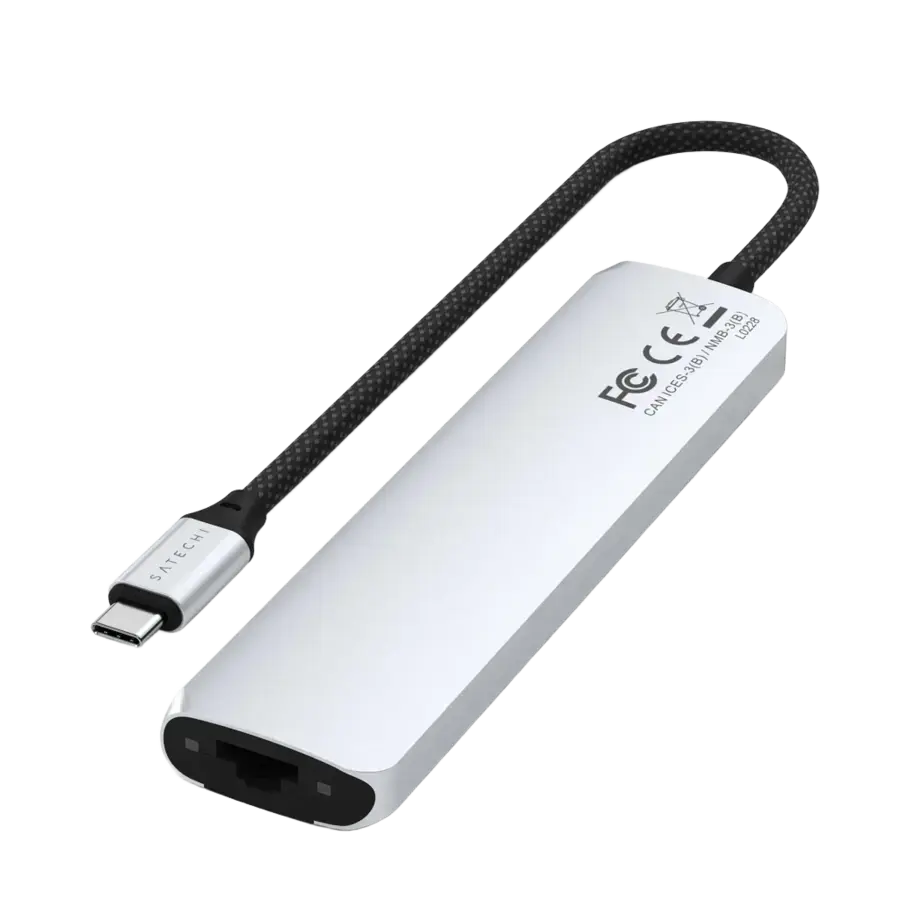 Многопортовый адаптер Satechi 7-in-1 USB-C Slim Multiport Adapter with Ethernet - Silver (ST-P7SS)