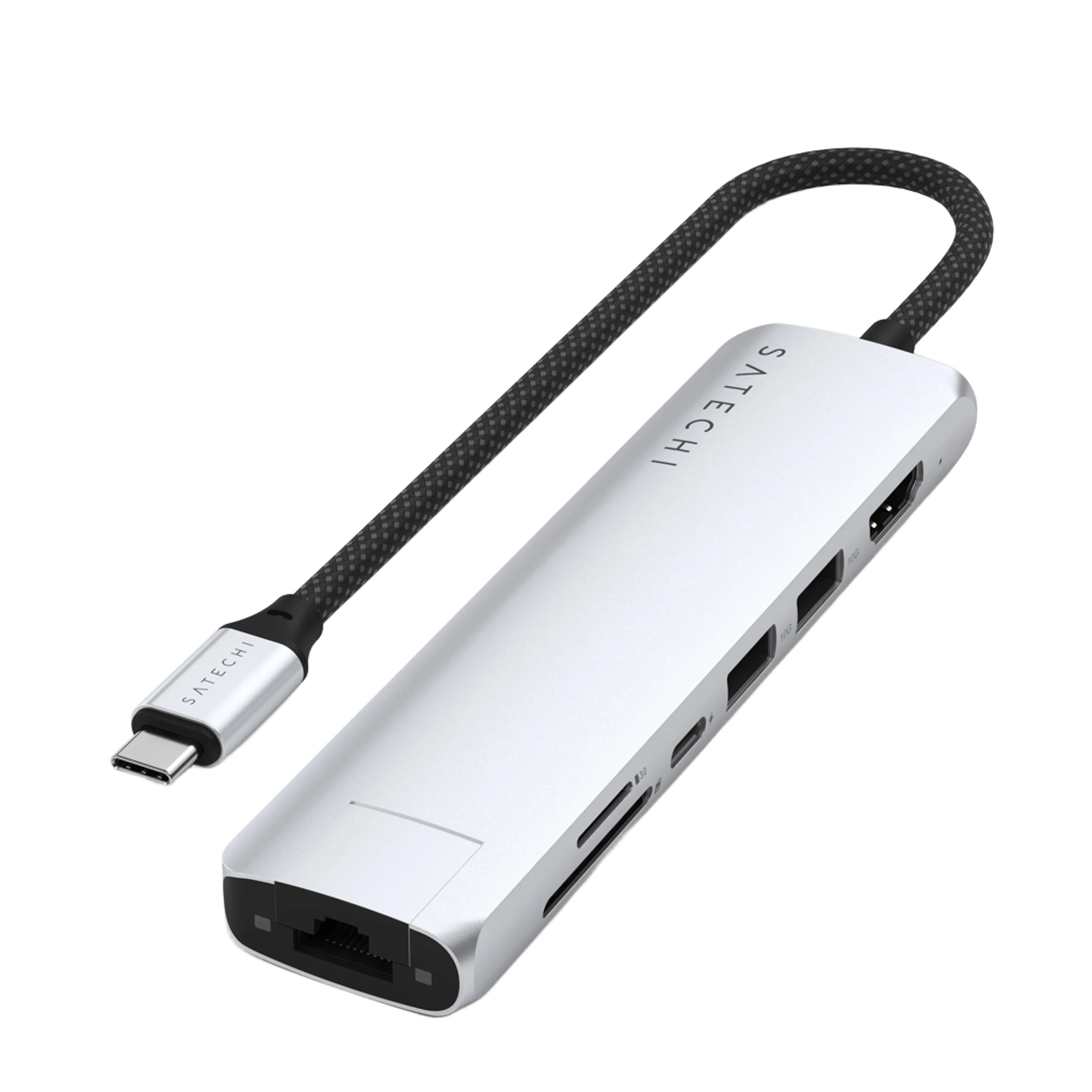 Багатопортовий адаптер Satechi 7-in-1 USB-C Slim Multiport Adapter with Ethernet - Silver (ST-P7SS)