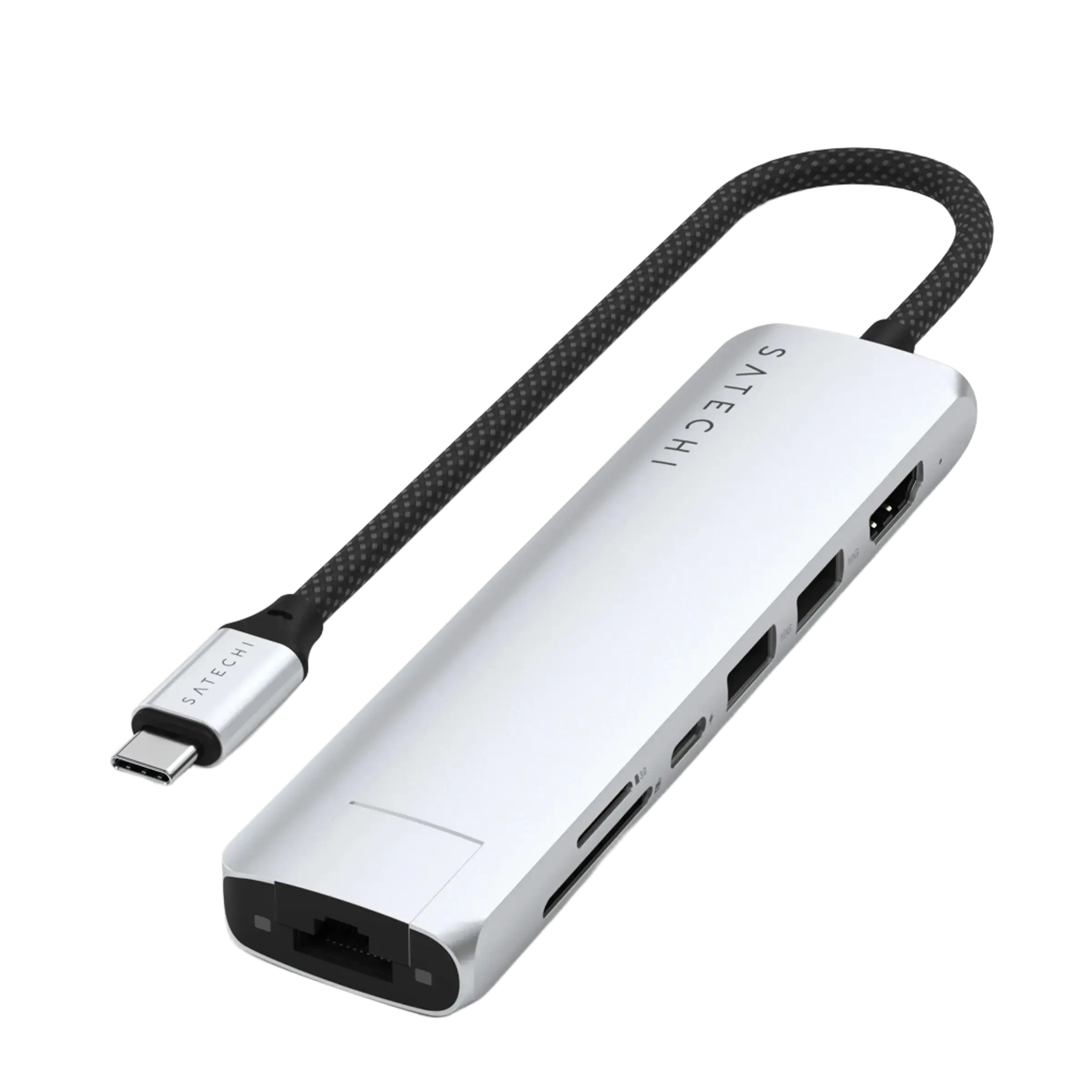 Многопортовый адаптер Satechi 7-in-1 USB-C Slim Multiport Adapter with Ethernet - Silver (ST-P7SS)