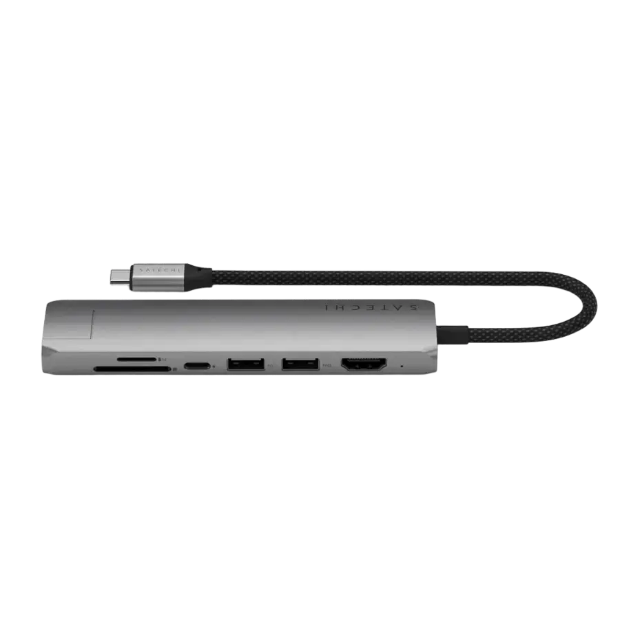 Багатопортовий адаптер Satechi 7-in-1 USB-C Slim Multiport Adapter with Ethernet - Space Grey (ST-P7SM)