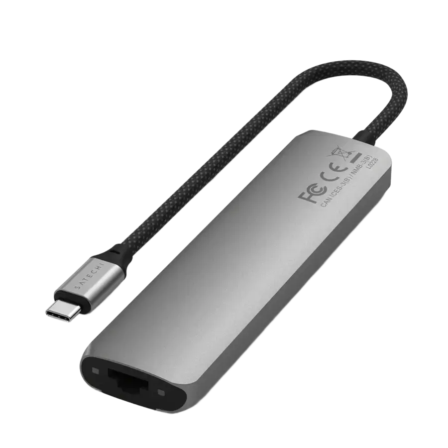 Багатопортовий адаптер Satechi 7-in-1 USB-C Slim Multiport Adapter with Ethernet - Space Grey (ST-P7SM)