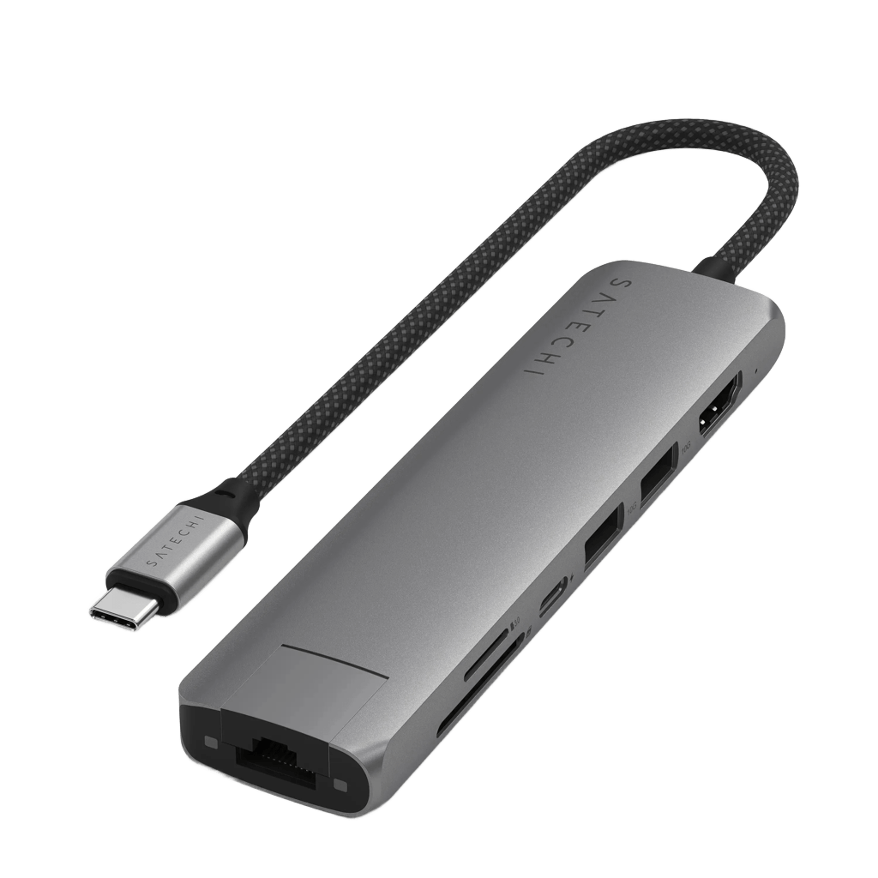 Багатопортовий адаптер Satechi 7-in-1 USB-C Slim Multiport Adapter with Ethernet - Space Grey (ST-P7SM)