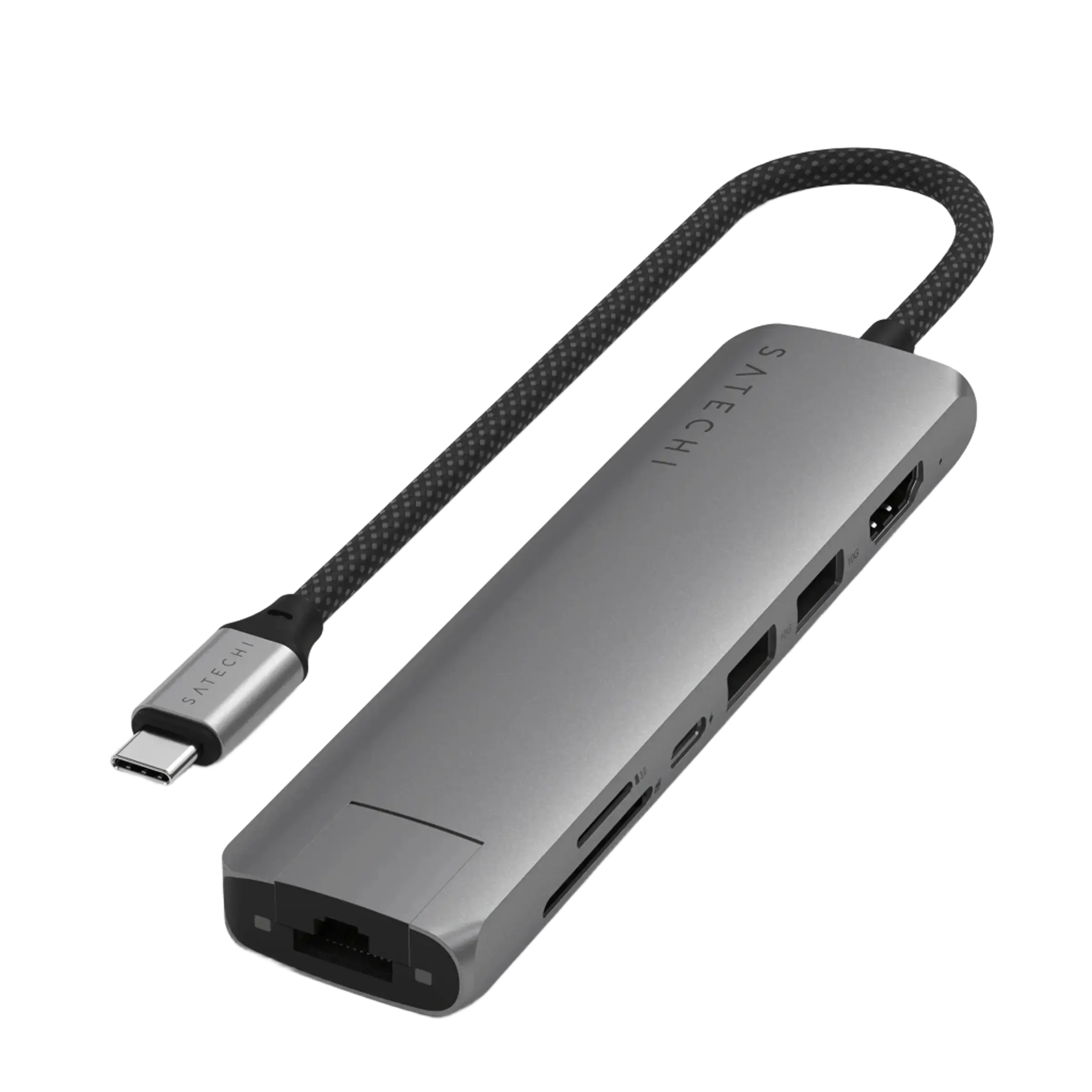 Многопортовый адаптер Satechi 7-in-1 USB-C Slim Multiport Adapter with Ethernet - Space Grey (ST-P7SM)
