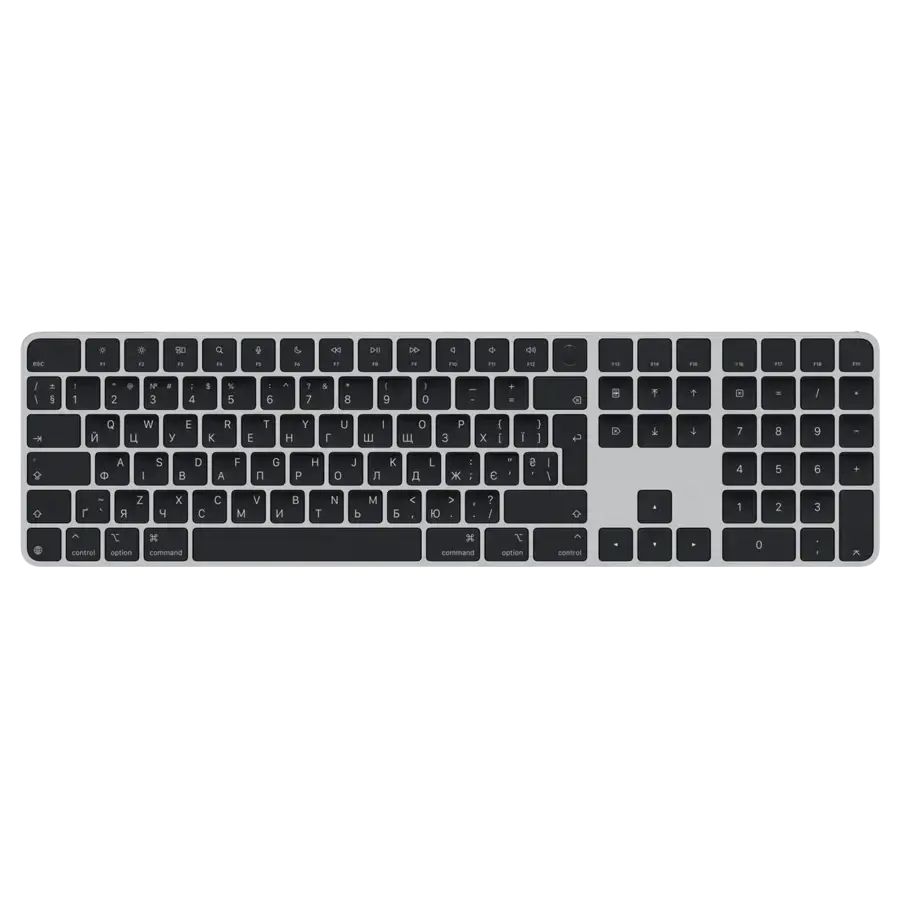 Клавиатура Apple Magic Keyboard with Touch ID and Numeric Keypad for Mac models with Apple silicon [USB–C] - Ukrainian - Black Keys (MXK83UA/A)