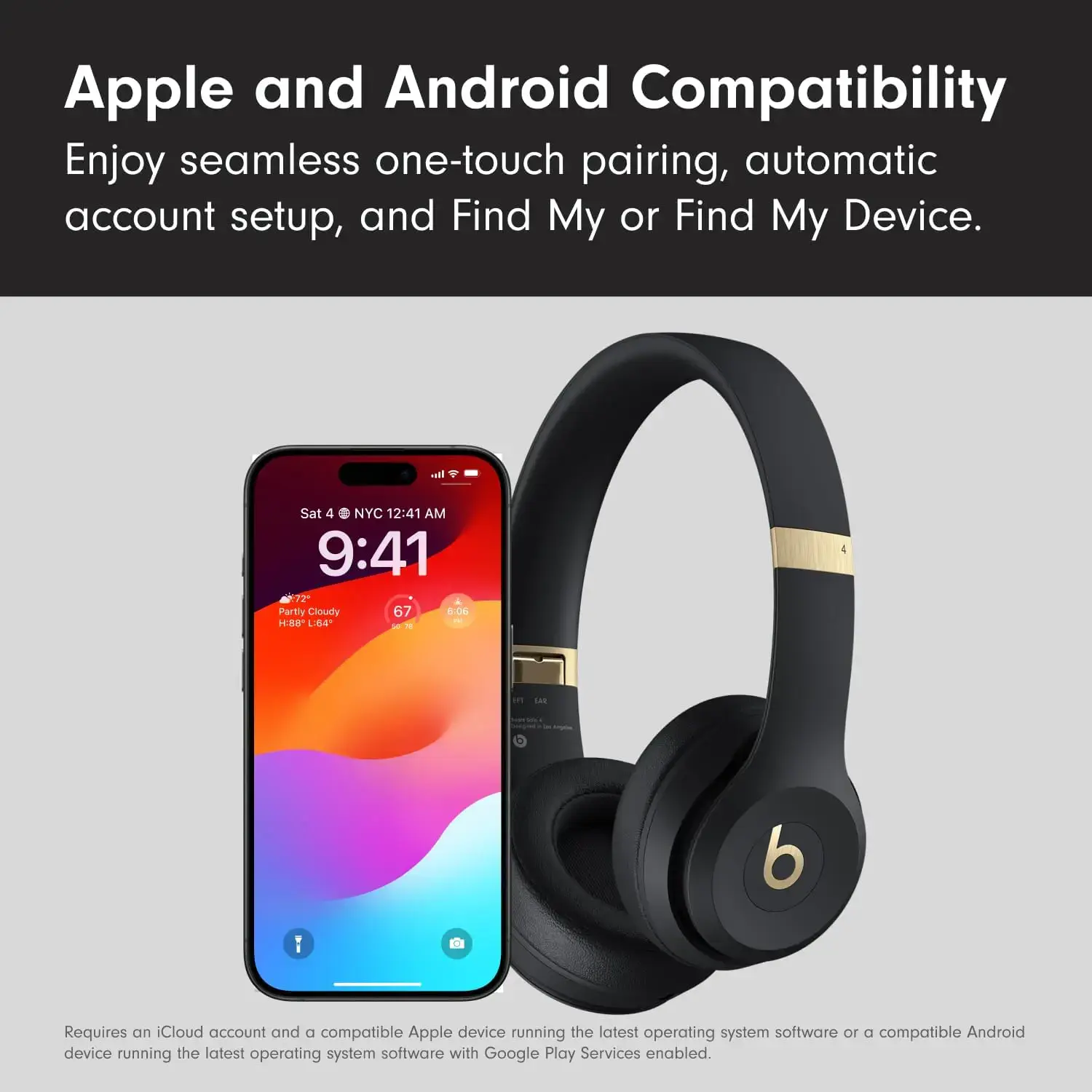 Наушники Beats Solo 4 — On-Ear Wireless Headphones – Black & Gold (MC2L4)