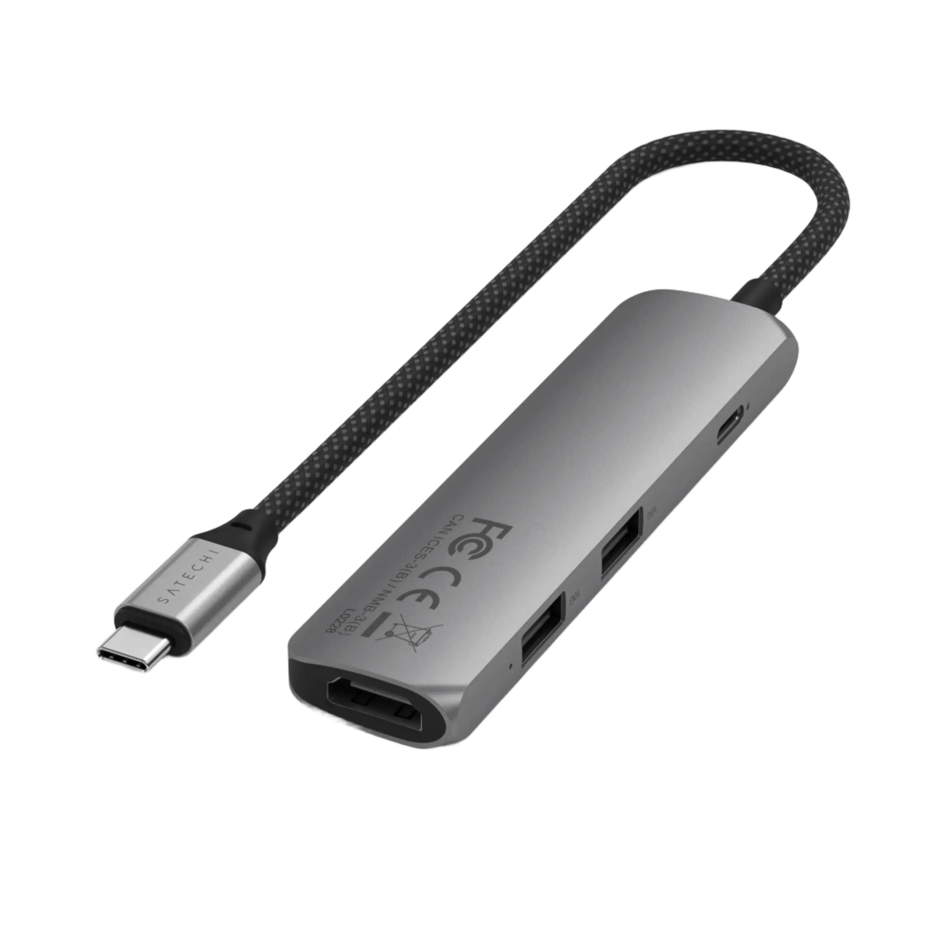 Багатопортовий адаптер Satechi 4-in-1 USB-C Slim Multiport Adapter 4K - Space Grey (ST-P4SM)