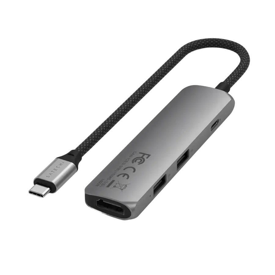 Багатопортовий адаптер Satechi 4-in-1 USB-C Slim Multiport Adapter 4K - Space Grey (ST-P4SM)