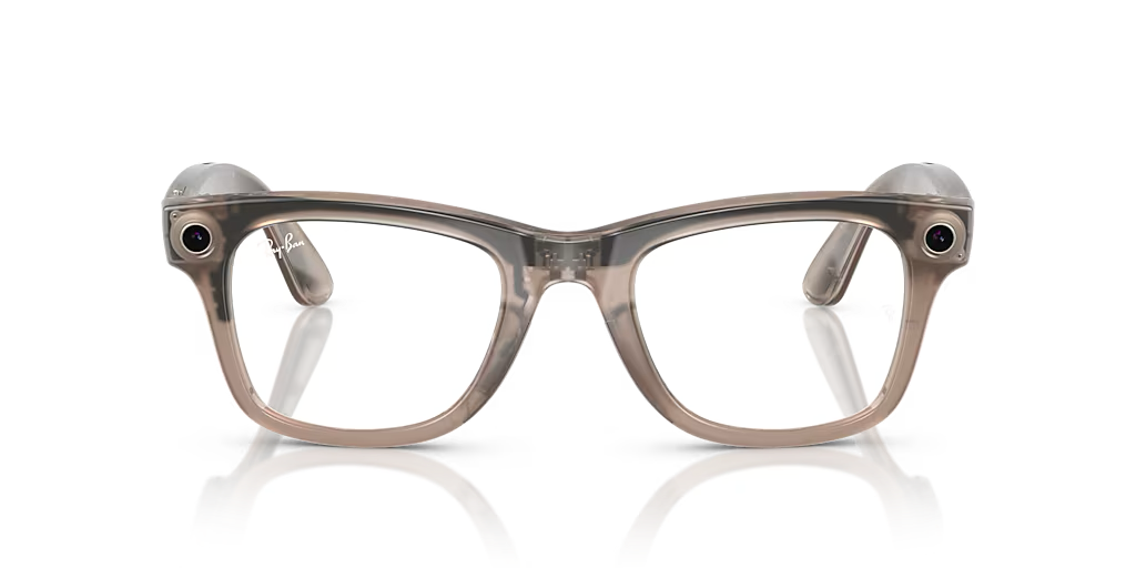 Смарт-очки Ray-Ban | Meta Wayfarer Large - Clear / Watermelon Red Transitions (RW4008 6705P5 53-22)