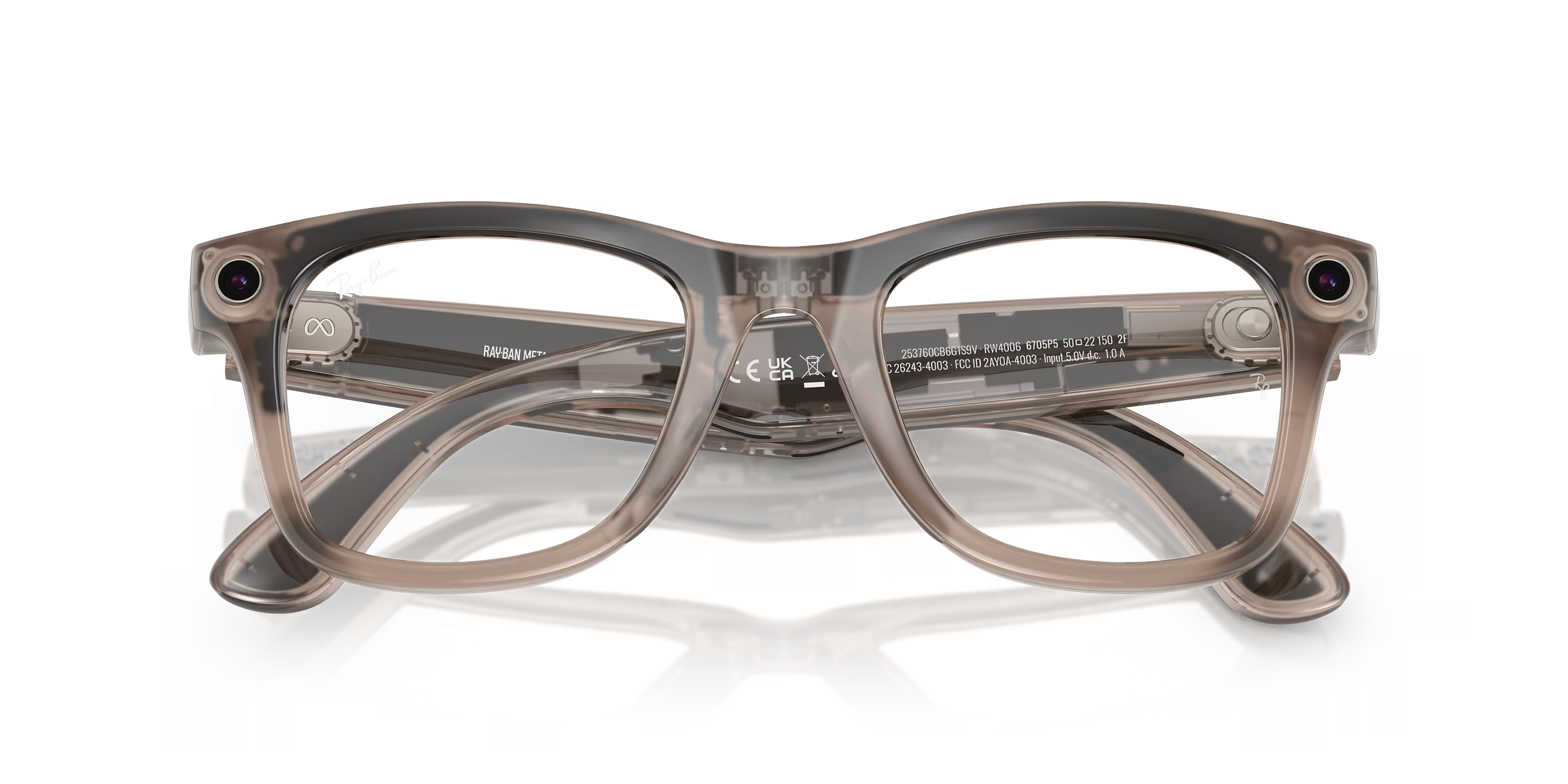 Смарт-очки Ray-Ban | Meta Wayfarer Large - Clear / Watermelon Red Transitions (RW4008 6705P5 53-22)