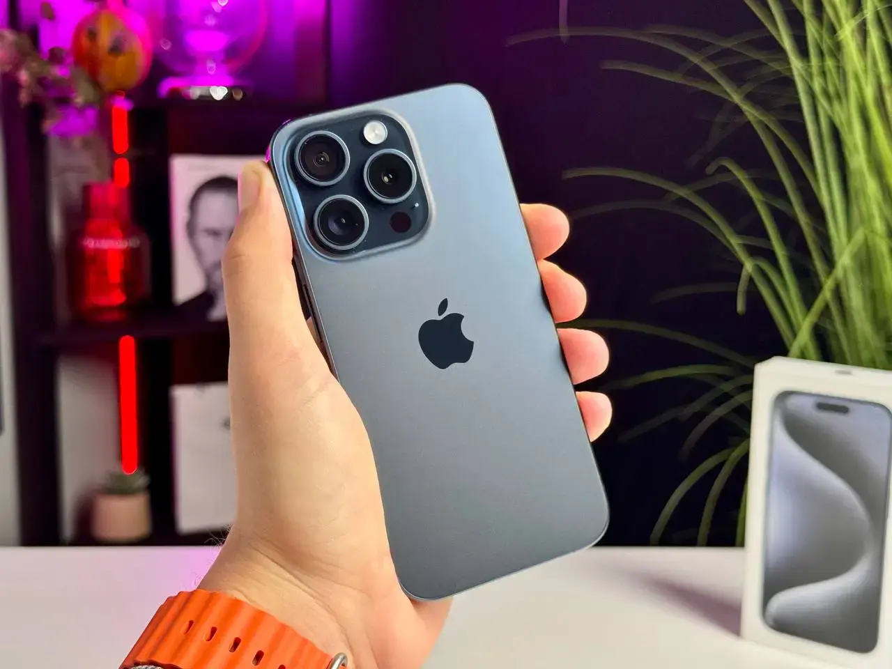 Б/У Apple iPhone 15 Pro 128GB Blue Titanium (MTV03) - Состояние: хороший | Аккумулятор: 100% | Комплект: полный