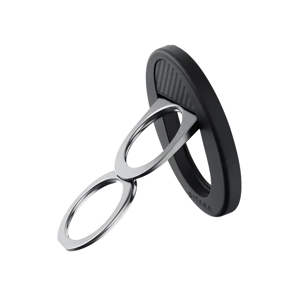 Магнитное кольцо-подставка для телефона Pitaka MagEZ Grip 3 Twill 600D - Black/Grey (MGB2402)