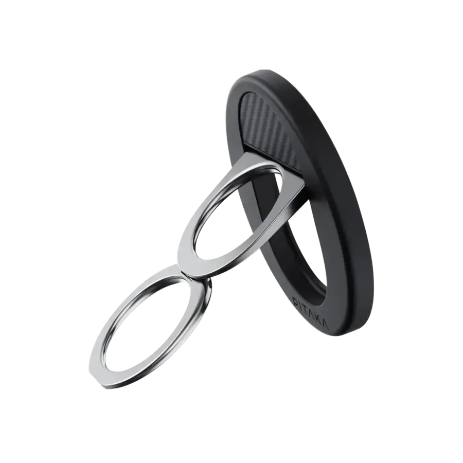 Магнітне кільце-підставка для телефону Pitaka MagEZ Grip 3 Twill 600D - Black/Grey (MGB2402)