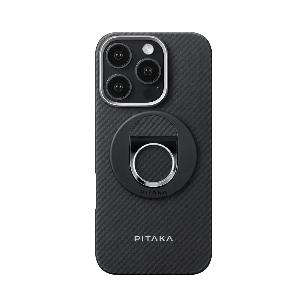 Магнитное кольцо-подставка для телефона Pitaka MagEZ Grip 3 Twill 600D - Black/Grey (MGB2402)