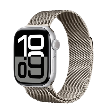 Apple Watch Series 10 GPS 42mm Silver Aluminum Case with Natural Milanese Loop (MWWW3+MXMM3)