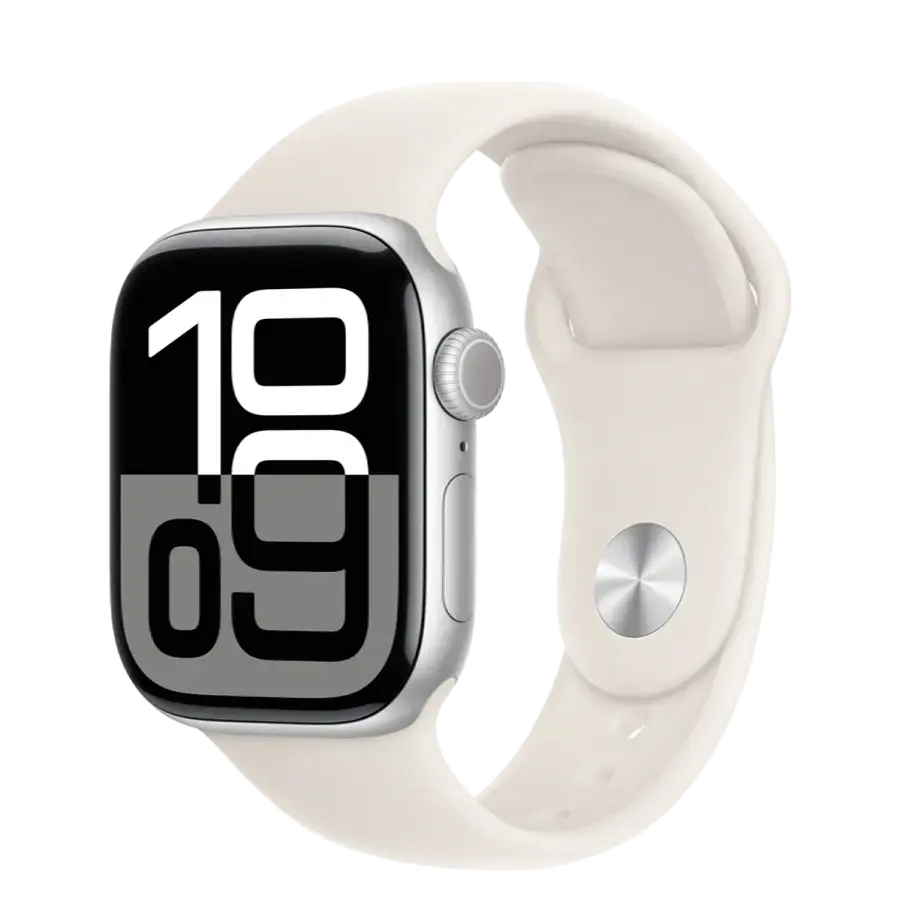 Apple Watch Series 10 GPS 42mm Silver Aluminum Case with Starlight Sport Band - S/M (MWWW3+MXLL3)