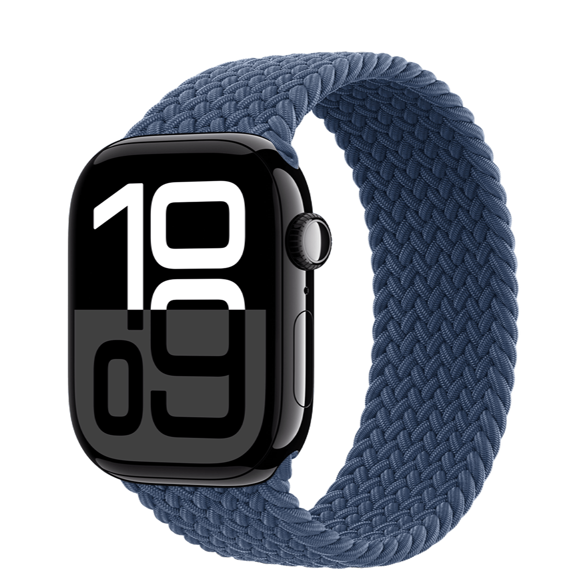 Apple Watch Series 10 GPS 46mm Jet Black Aluminum Case with Denim Braided Solo Loop - Size 5 (MWX13+MY293)