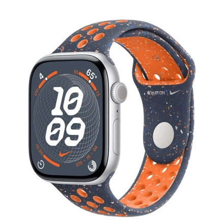 Apple Watch Series 10 GPS 46mm Silver Aluminum Case with Blue Flame Nike Sport Band - M/L (MWX03+MYLC3)