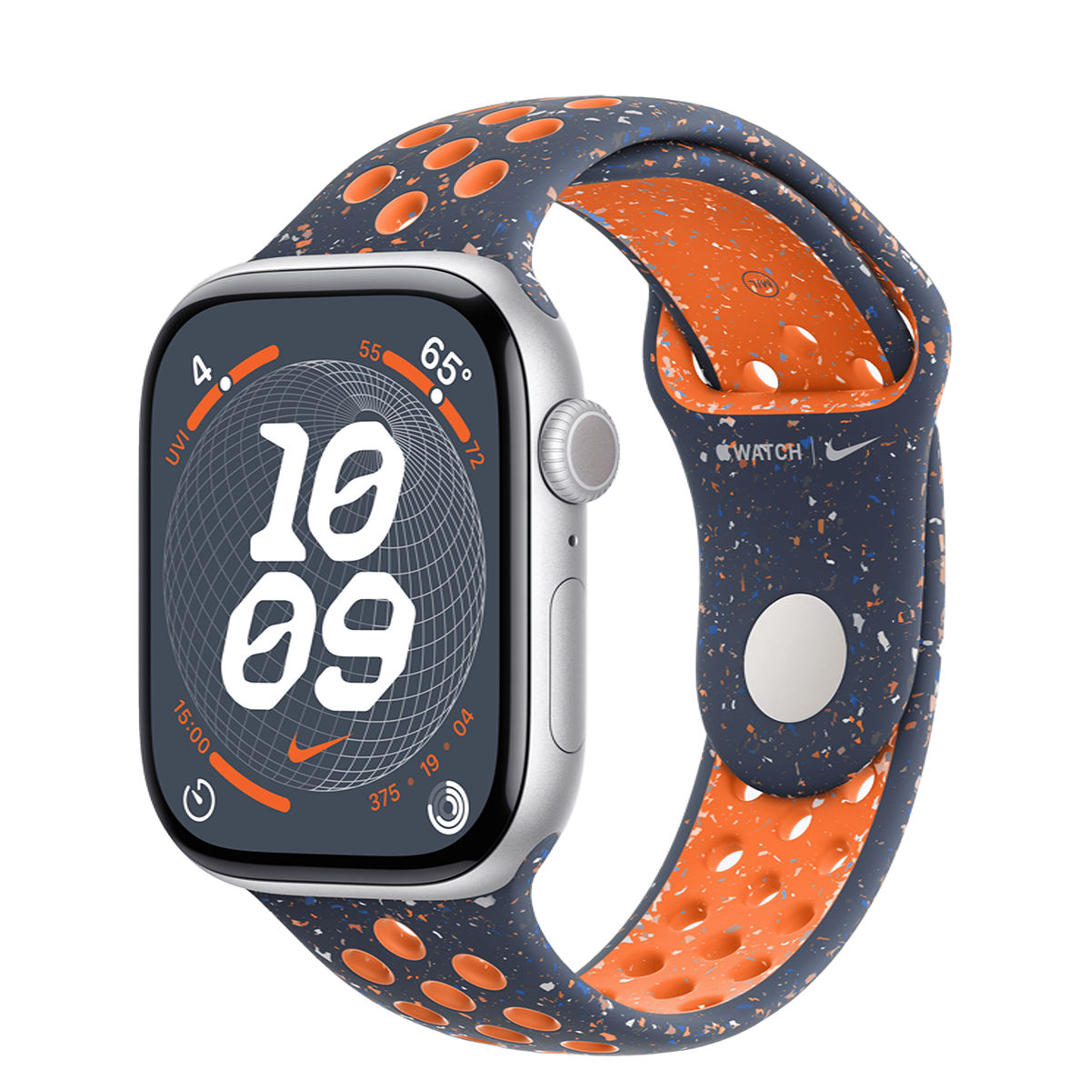 Apple Watch Series 10 GPS 46mm Silver Aluminum Case with Blue Flame Nike Sport Band - M/L (MWX03+MYLC3)