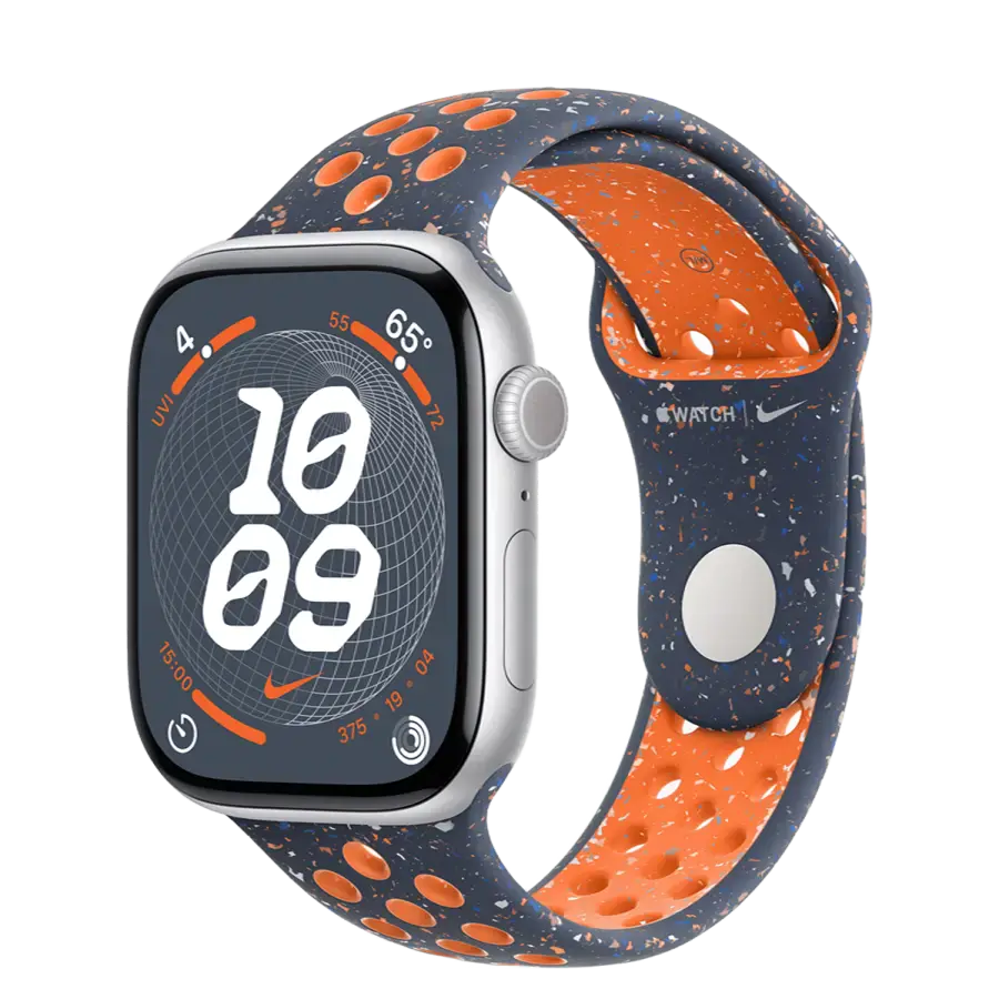 Apple Watch Series 10 GPS 46mm Silver Aluminum Case with Blue Flame Nike Sport Band - M/L (MWX03+MYLC3)