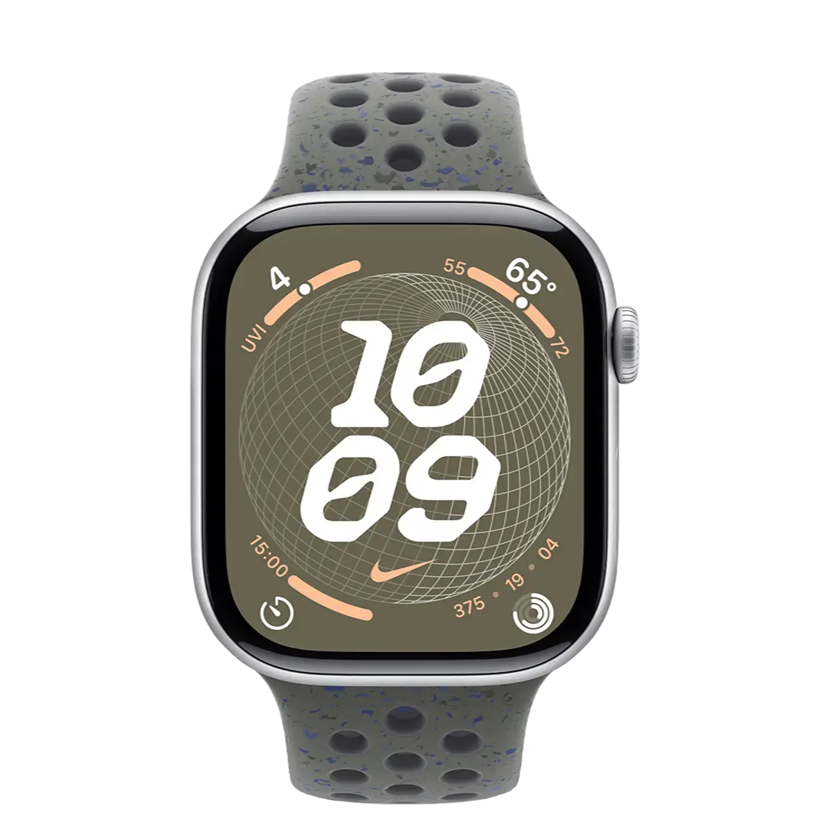Apple Watch Series 10 GPS 46mm Silver Aluminum Case with Cargo Khaki Nike Sport Band - M/L (MWX03+MYLE3)