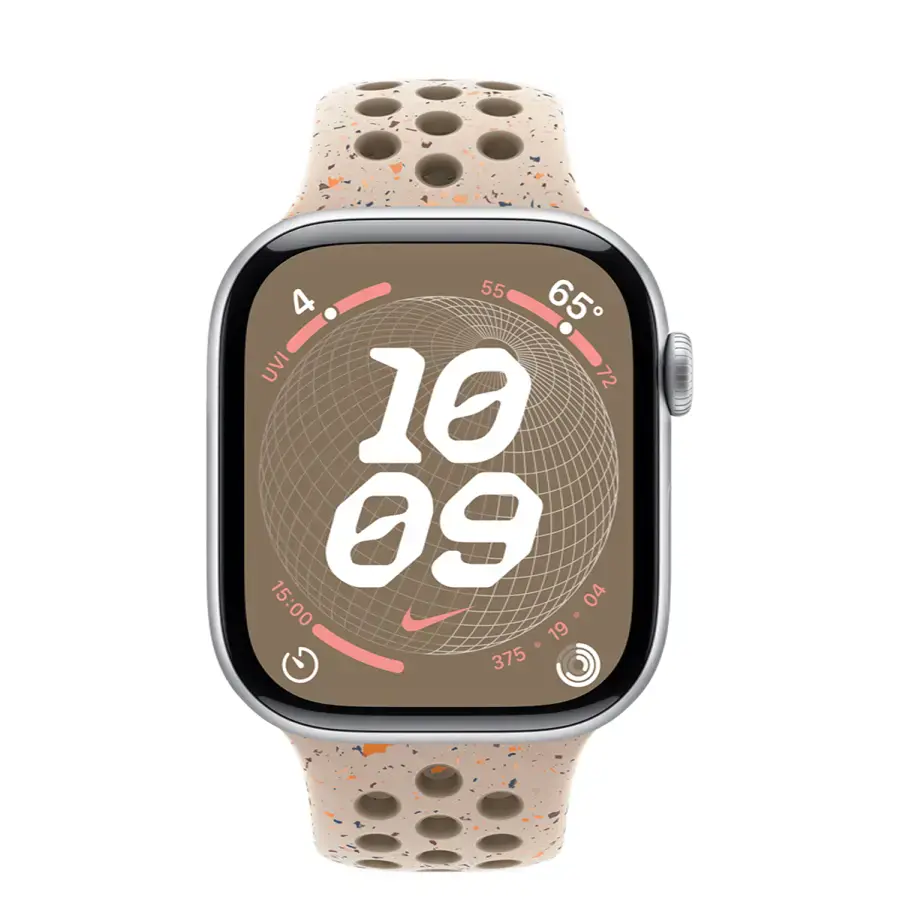Apple Watch Series 10 GPS 46mm Silver Aluminum Case with Desert Stone Nike Sport Band - M/L (MWX03+MYL93)