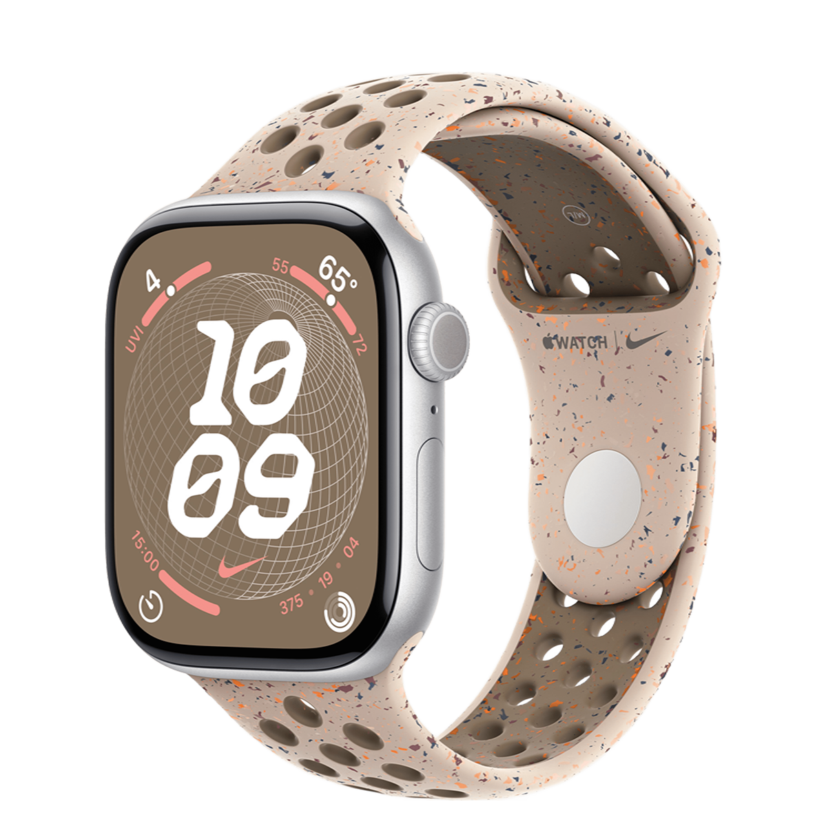 Apple Watch Series 10 GPS 46mm Silver Aluminum Case with Desert Stone Nike Sport Band - M/L (MWX03+MYL93)