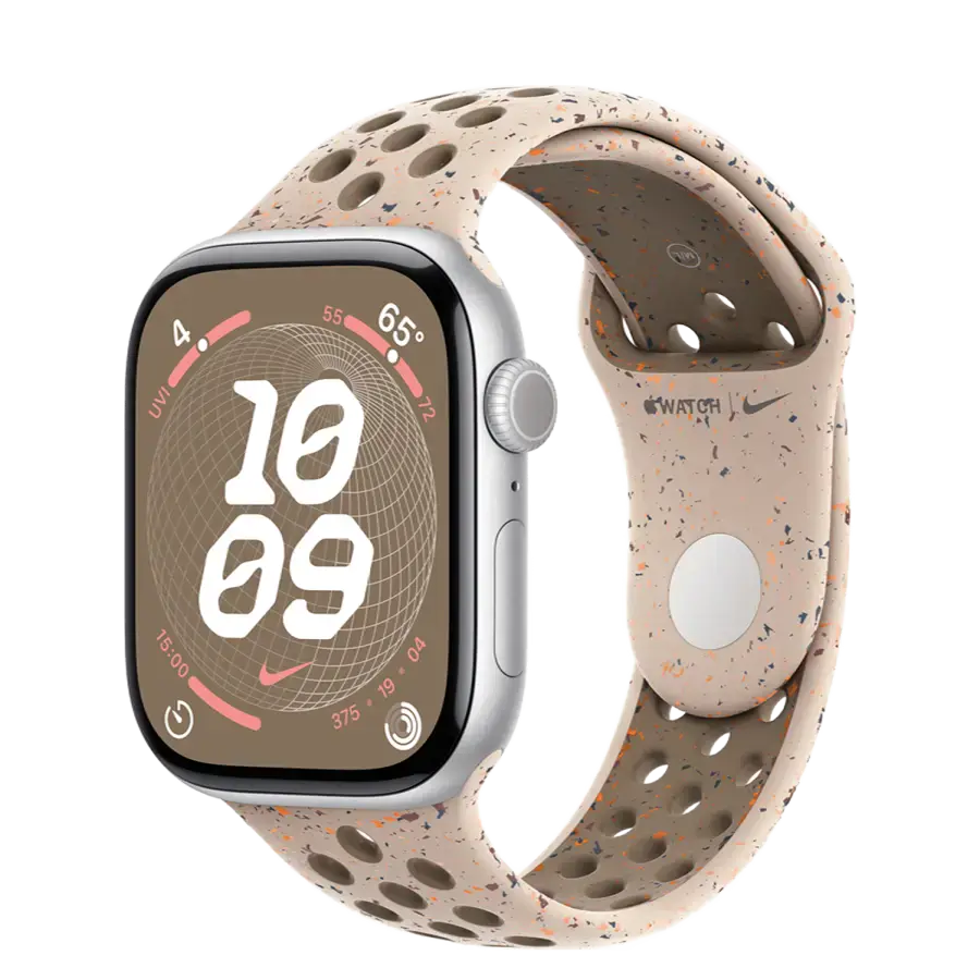 Apple Watch Series 10 GPS 46mm Silver Aluminum Case with Desert Stone Nike Sport Band - M/L (MWX03+MYL93)