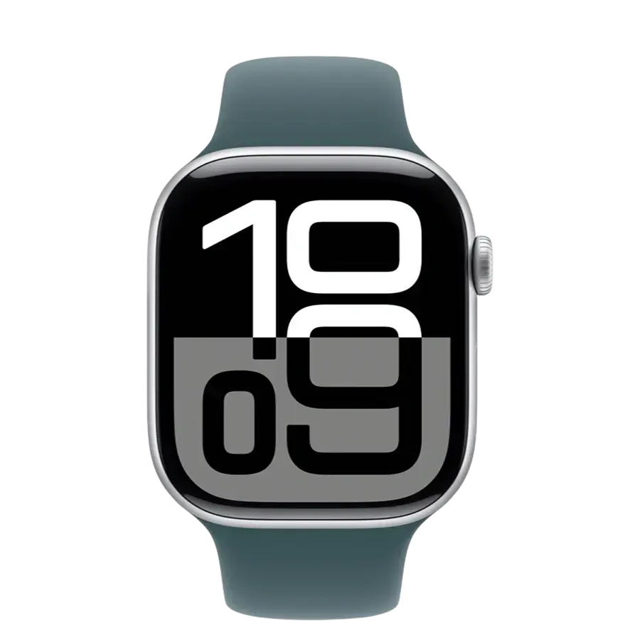 Apple Watch Series 10 GPS 46mm Silver Aluminum Case with Lake Green Sport Band - M/L (MWX03+MXLR3)