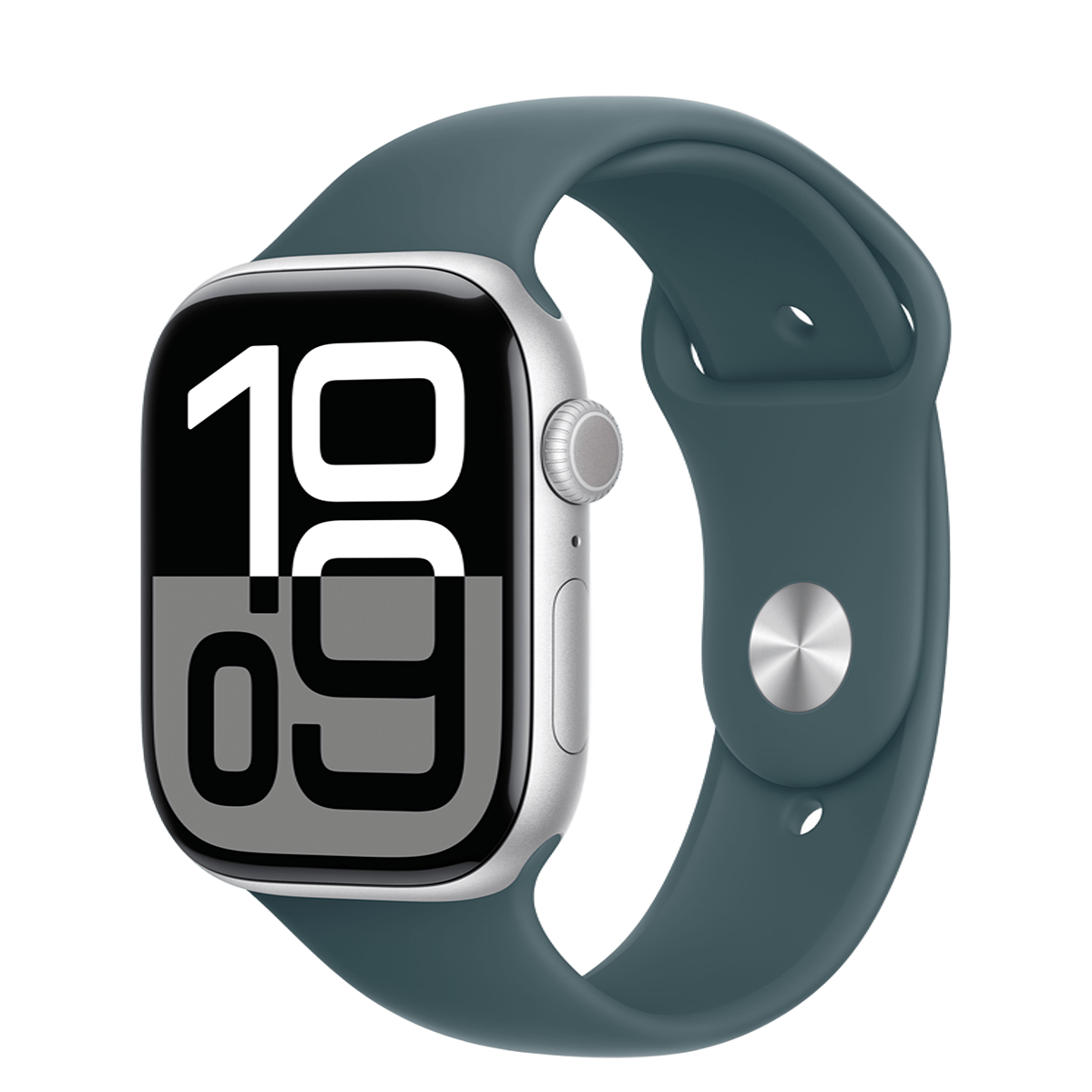 Apple Watch Series 10 GPS 46mm Silver Aluminum Case with Lake Green Sport Band - M/L (MWX03+MXLR3)