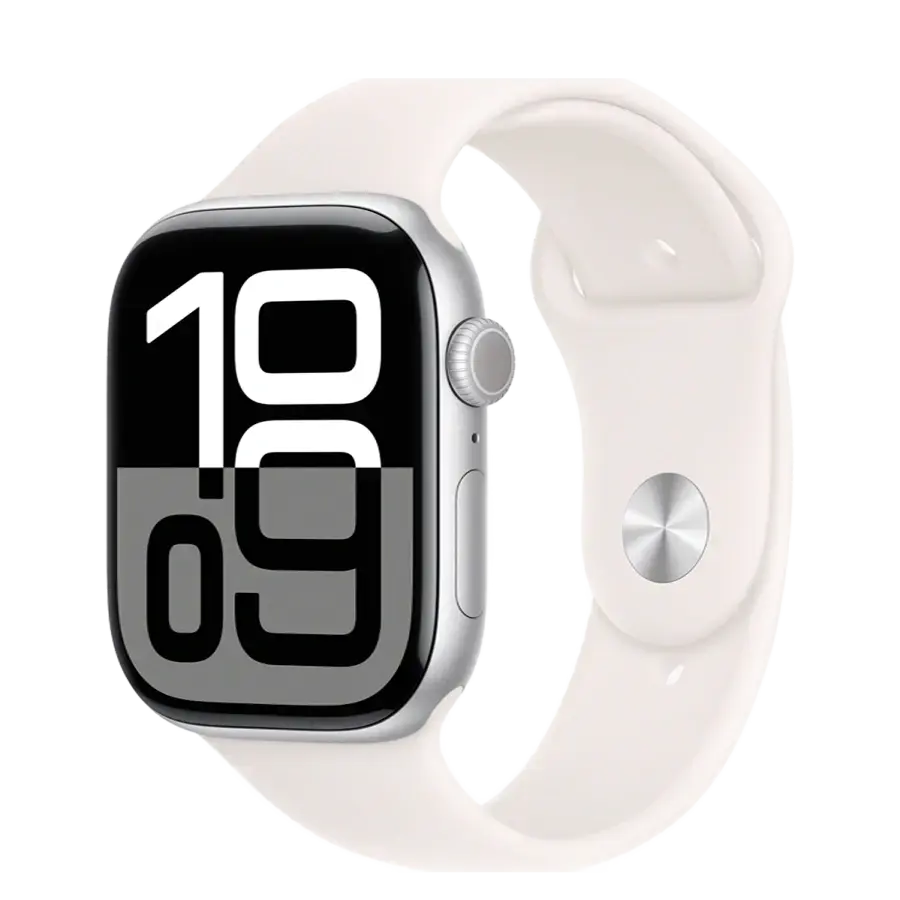 Apple Watch Series 10 GPS 46mm Silver Aluminum Case with Light Blush Sport Band - M/L (MWX03+MXM93)