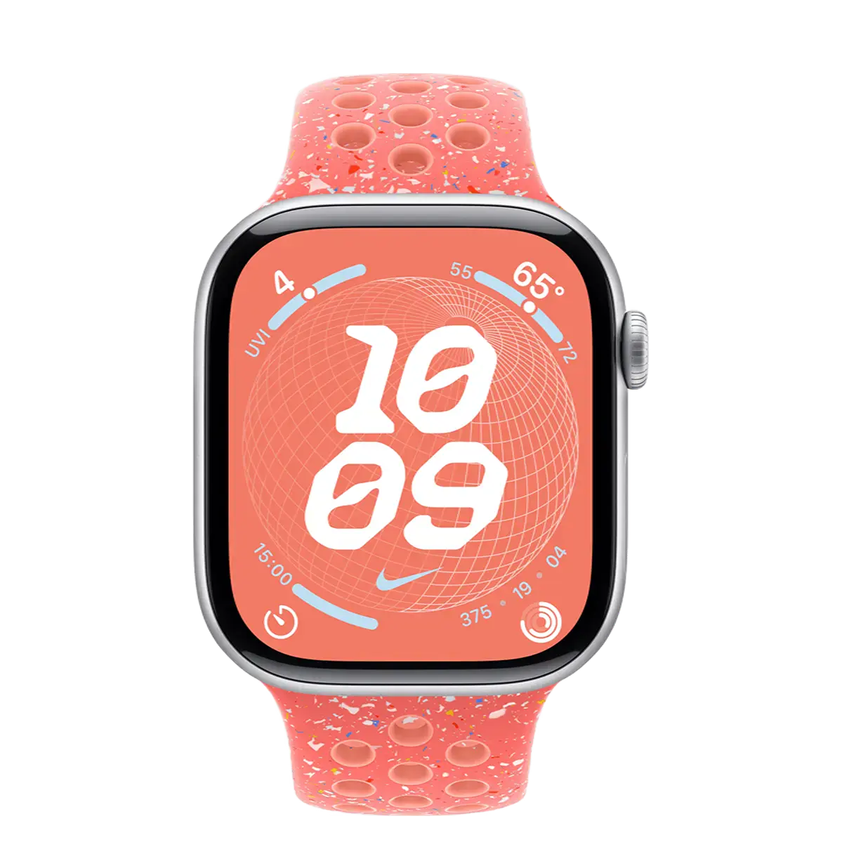 Apple Watch Series 10 GPS 46mm Silver Aluminum Case with Magic Ember Nike Sport Band - M/L (MWX03+MYLG3)