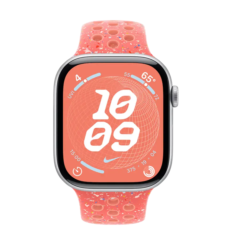 Apple Watch Series 10 GPS 46mm Silver Aluminum Case with Magic Ember Nike Sport Band - M/L (MWX03+MYLG3)