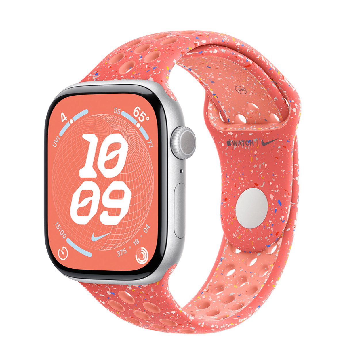 Apple Watch Series 10 GPS 46mm Silver Aluminum Case with Magic Ember Nike Sport Band - M/L (MWX03+MYLG3)