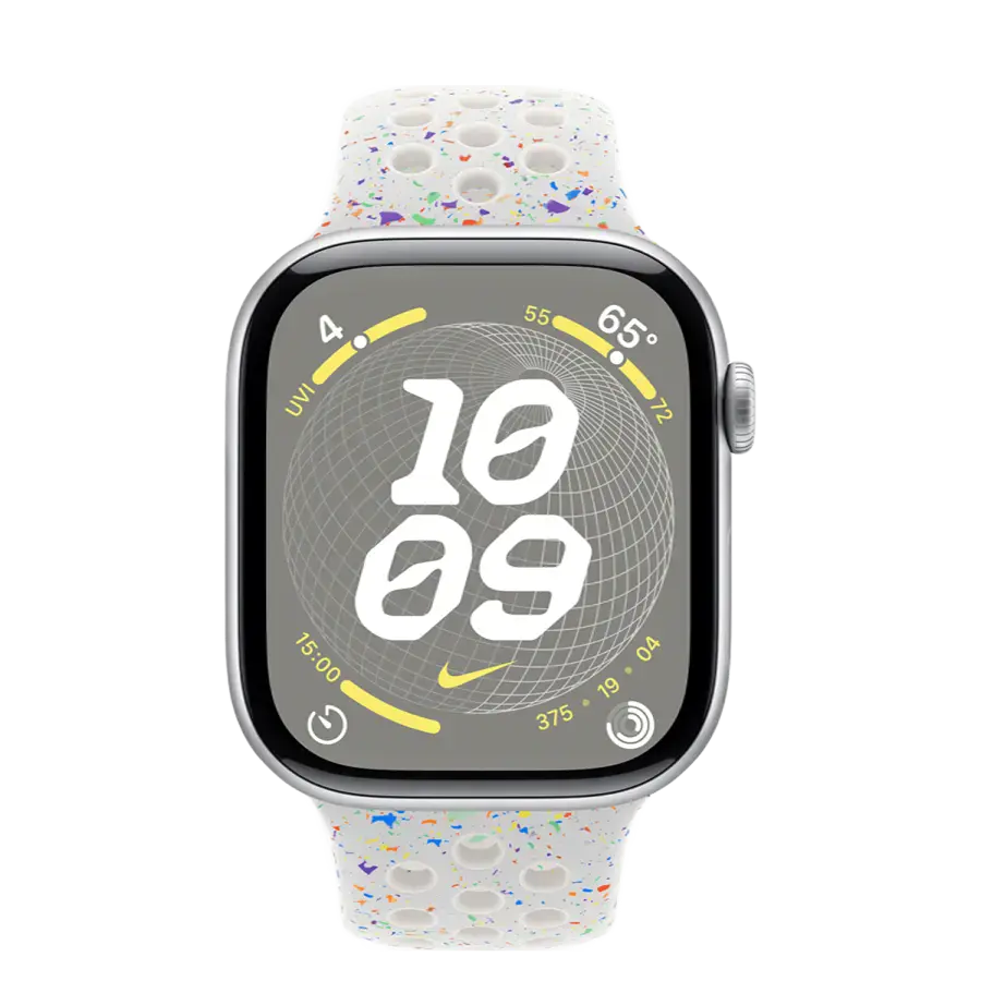 Apple Watch Series 10 GPS 46mm Silver Aluminum Case with Pure Platinum Nike Sport Band - M/L (MWX03+MYL53)