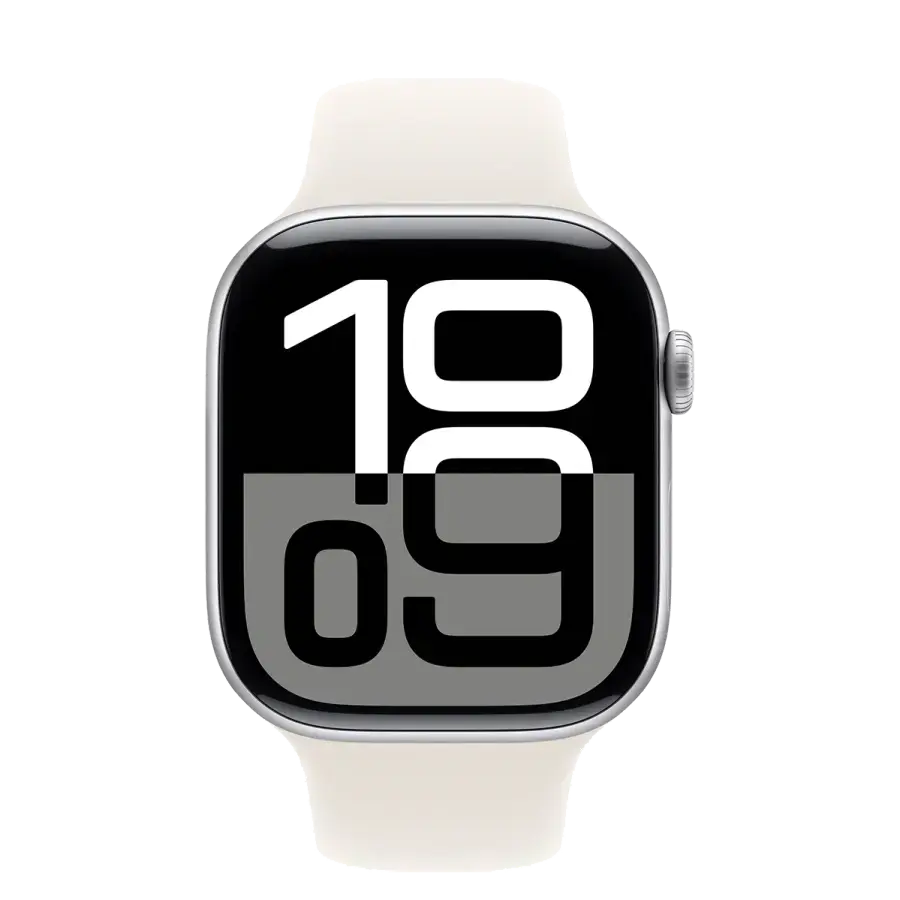 Apple Watch Series 10 GPS 46mm Silver Aluminum Case with Starlight Sport Band - M/L (MWX03+MXM73)