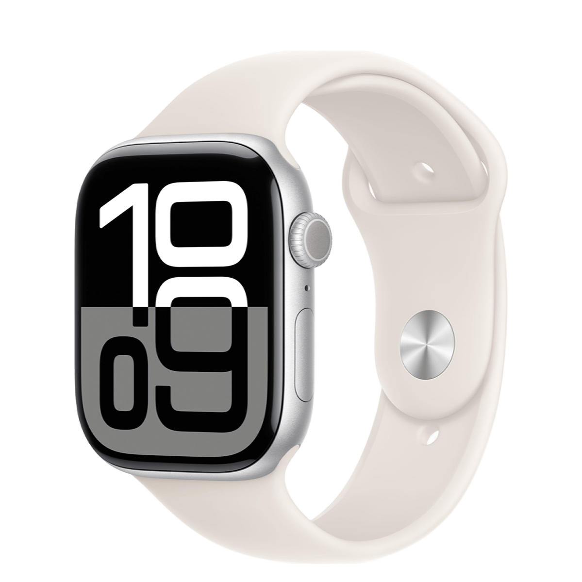 Apple Watch Series 10 GPS 46mm Silver Aluminum Case with Starlight Sport Band - M/L (MWX03+MXM73)