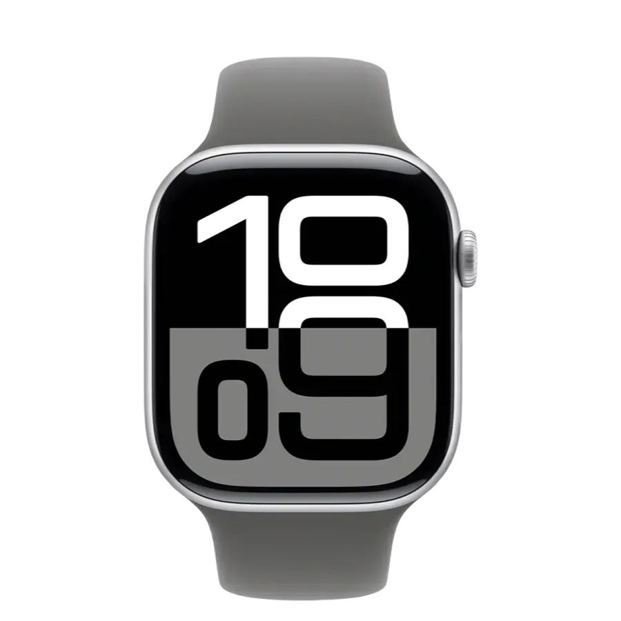 Apple Watch Series 10 GPS 46mm Silver Aluminum Case with Stone Gray Sport Band - M/L (MWX03+MXLY3)