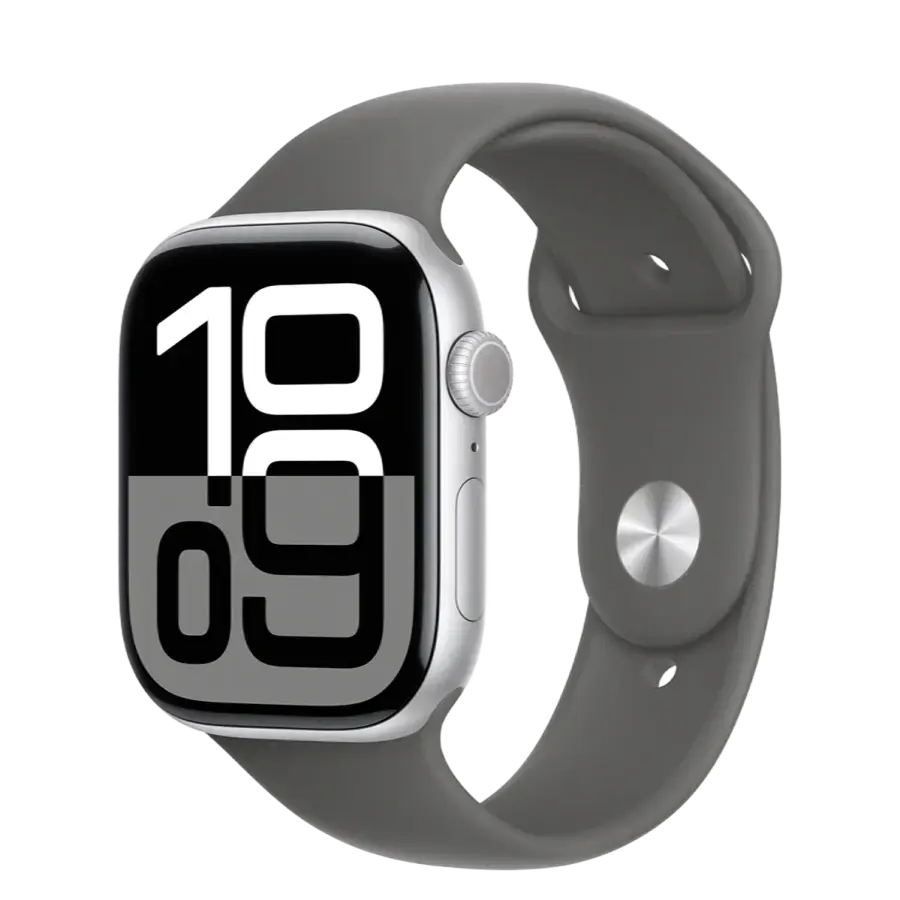 Apple Watch Series 10 GPS 46mm Silver Aluminum Case with Stone Gray Sport Band - M/L (MWX03+MXLY3)