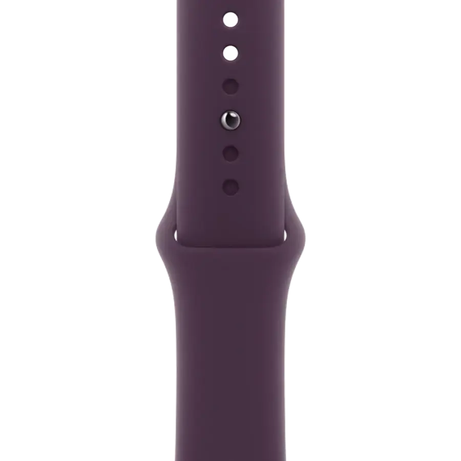 Apple Watch Series 10 GPS + Cellular 42mm Jet Black Aluminum Case with Plum Sport Band - S/M (MWWX3+MXLC3)