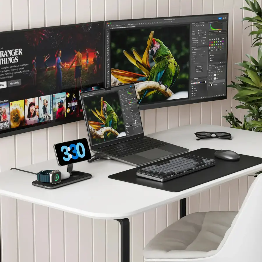 Бездротовий зарядний пристрій Satechi Qi2 15W Trio Wireless Charging Pad - Space Gray (ST-QTPM-EA)